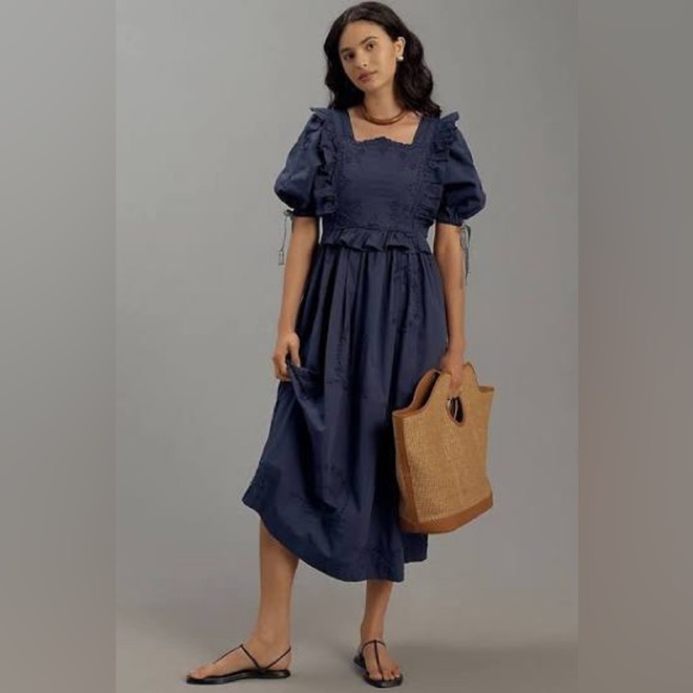 Damson Madder Rhea Dress - Navy Eyelet